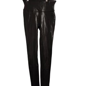 Spanx Women’s Faux Leather Textured Leggings Size M Brown Slimming Pants